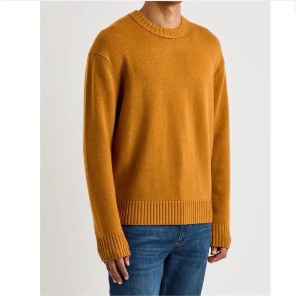 Frame Denim Men's Cashmere Crewneck Sweater in Mustard Size L
